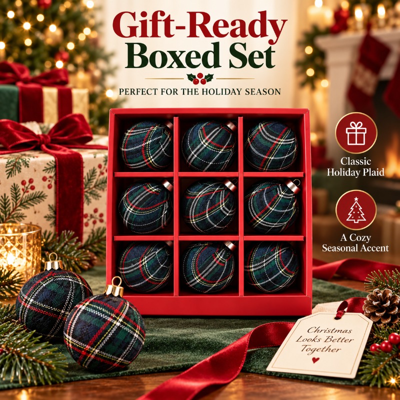 9Pcs 8cm Fabric Wrapped Plaid  - Gift Box Wrap Set recension och pris