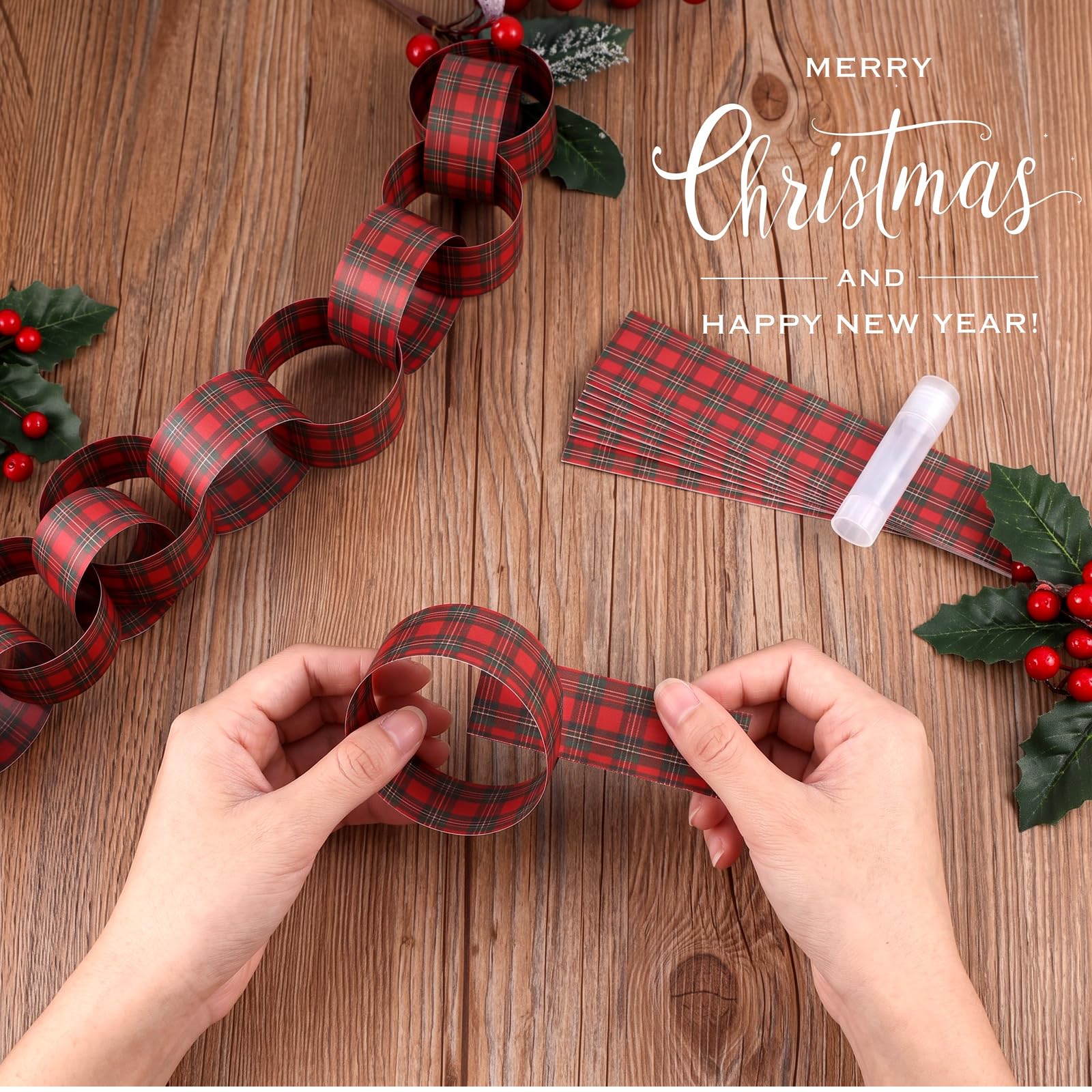 Red-Black Plaid Paper Chain Ga - Christmas Throw Blanket recension och pris