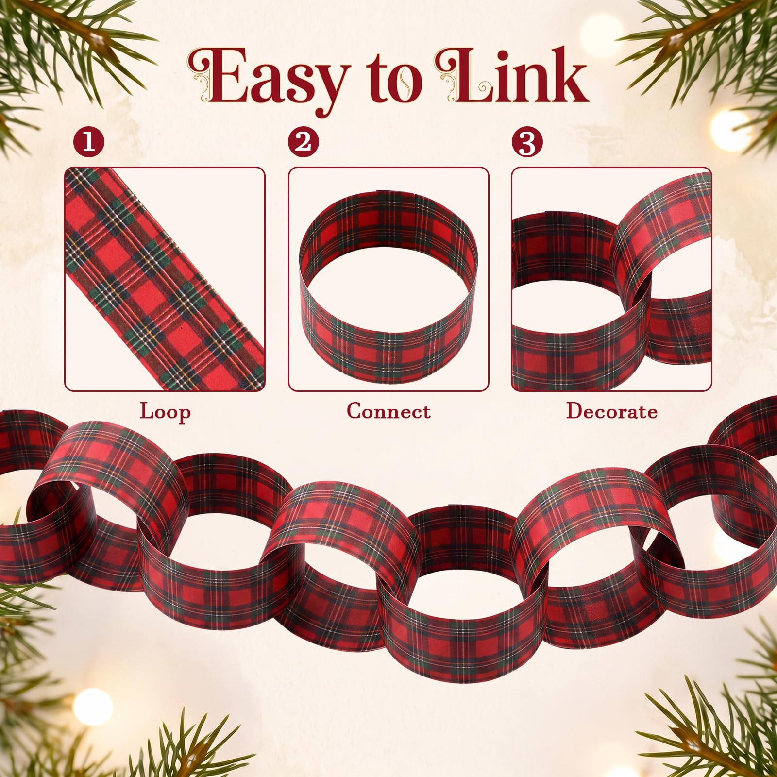 Red-Black Plaid Paper Chain Ga - Christmas Throw Blanket recension och pris