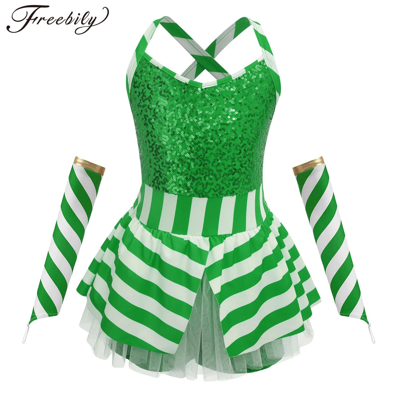 Girls Christmas Candy Cane Str - Elf Costume Christmas recension och pris